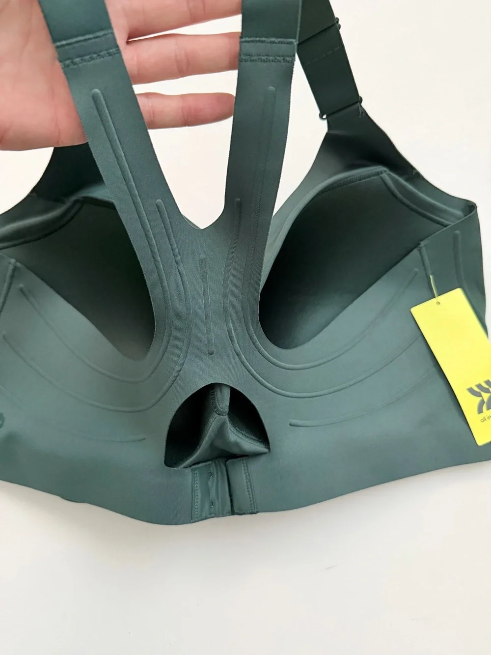 All In Motion Sports Bra High Support Impact Adjustable Straps Band Lined Green